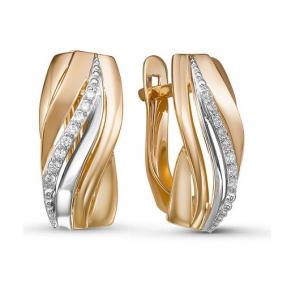 Золотые серьги КЮЗ Del'ta D127895 с фианитом D127895 фото