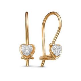 Золотые серьги КЮЗ Del'ta D127896 с фианитом D127896 фото