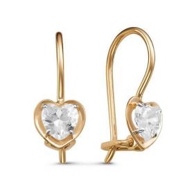 Золотые серьги КЮЗ Del'ta D127898 с фианитом D127898 фото