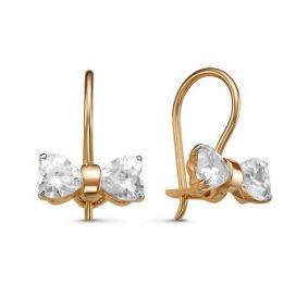 Золотые серьги КЮЗ Del'ta D127901 с фианитом D127901 фото