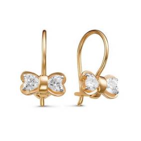 Золотые серьги КЮЗ Del'ta D127902 с фианитом D127902 фото