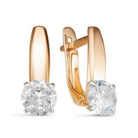 Золотые серьги КЮЗ Del'ta D127909 с фианитом D127909 фото