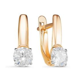 Золотые серьги КЮЗ Del'ta D127910 с фианитом D127910 фото