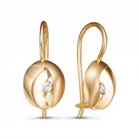 Золотые серьги КЮЗ Del'ta D127913 с фианитом D127913 фото