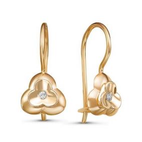 Золотые серьги КЮЗ Del'ta D127914 с фианитом D127914 фото