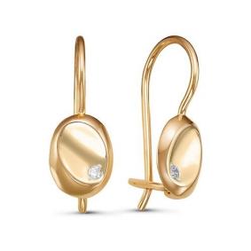 Золотые серьги КЮЗ Del'ta D127915 с фианитом D127915 фото