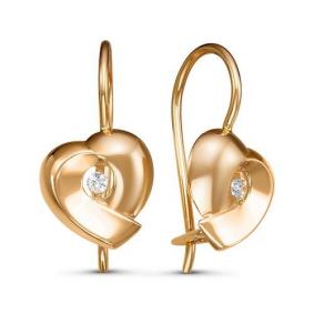 Золотые серьги КЮЗ Del'ta D127916 с фианитом D127916 фото