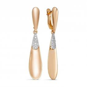 Золотые серьги КЮЗ Del'ta D127982 с фианитом D127982 фото