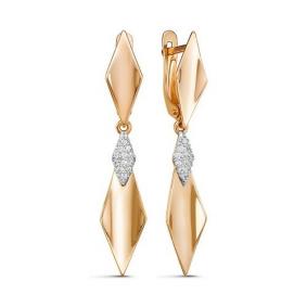 Золотые серьги КЮЗ Del'ta D127985 с фианитом D127985 фото