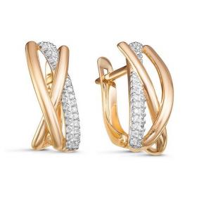 Золотые серьги КЮЗ Del'ta D128005 с фианитом D128005 фото