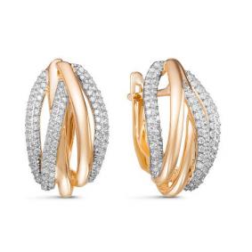 Золотые серьги КЮЗ Del'ta D128006 с фианитом D128006 фото