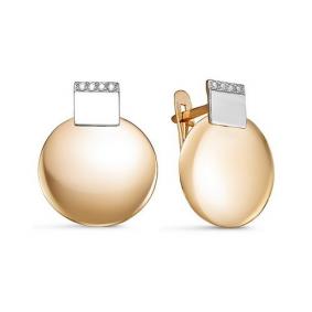 Золотые серьги КЮЗ Del'ta D128010 с фианитом D128010 фото