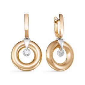 Золотые серьги КЮЗ Del'ta D128011 с фианитом D128011 фото