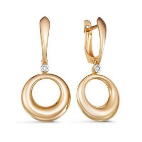 Золотые серьги КЮЗ Del'ta D128016 с фианитом D128016 фото