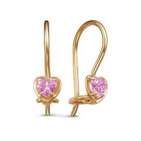 Золотые серьги КЮЗ Del'ta D128056 с фианитом D128056 фото