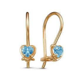 Золотые серьги КЮЗ Del'ta D128057-ф с фианитом D128057-ф фото