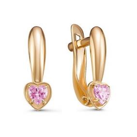 Золотые серьги КЮЗ Del'ta D128060 с фианитом D128060 фото