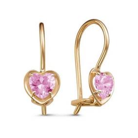 Золотые серьги КЮЗ Del'ta D128064 с фианитом D128064 фото