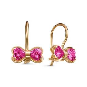 Золотые серьги КЮЗ Del'ta D128079 с кварцем D128079 фото