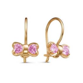 Золотые серьги КЮЗ Del'ta D128080 с фианитом D128080 фото