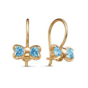 Золотые серьги КЮЗ Del'ta D128081 с кварцем D128081 фото