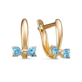 Золотые серьги КЮЗ Del'ta D128085 с кварцем D128085 фото