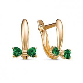 Золотые серьги КЮЗ Del'ta D128086 с фианитом D128086 фото