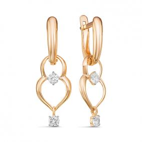 Золотые серьги КЮЗ Del'ta D128145 с фианитом D128145 фото