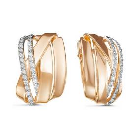 Золотые серьги КЮЗ Del'ta D128176 с фианитом D128176 фото