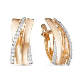 Золотые серьги КЮЗ Del'ta D128181 с фианитом D128181 фото