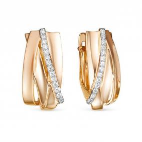 Золотые серьги КЮЗ Del'ta D128182 с фианитом D128182 фото