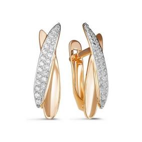 Золотые серьги КЮЗ Del'ta D128185 с фианитом D128185 фото