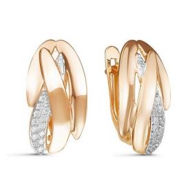 Золотые серьги КЮЗ Del'ta D128186 с фианитом D128186 фото