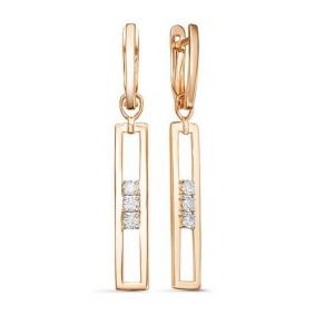 Золотые серьги КЮЗ Del'ta D128190 с фианитом D128190 фото