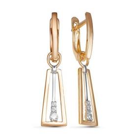 Золотые серьги-трансформеры КЮЗ Del'ta с фианитом D128192 D128192 фото