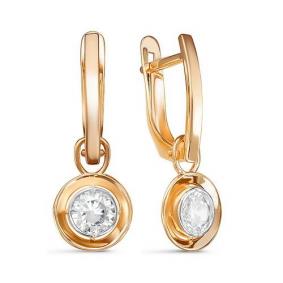 Золотые серьги КЮЗ Del'ta D128196 с фианитом D128196 фото