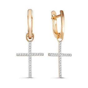 Серебряные серьги-трансформеры Кресты КЮЗ Del'ta с фианитом D128198 D128198 фото