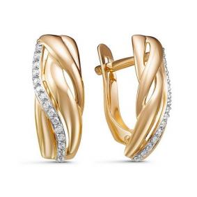 Золотые серьги КЮЗ Del'ta D128209 с фианитом D128209 фото