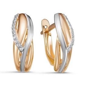 Золотые серьги КЮЗ Del'ta D128210 с фианитом D128210 фото