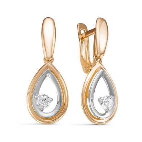 Золотые серьги КЮЗ Del'ta D128227 с фианитом D128227 фото