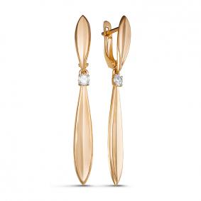 Золотые серьги КЮЗ Del'ta D128267 с фианитом D128267 фото