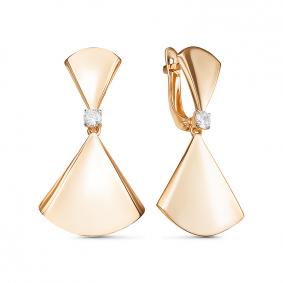 Золотые серьги КЮЗ Del'ta D128272 с фианитом D128272 фото