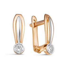 Золотые серьги КЮЗ Del'ta D128278 с фианитом D128278 фото