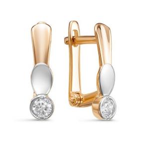 Золотые серьги КЮЗ Del'ta D128284 с фианитом D128284 фото