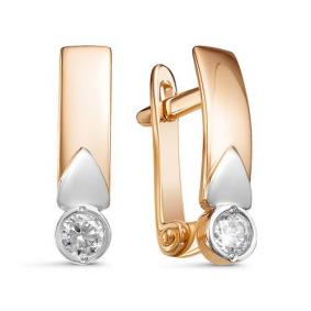 Золотые серьги КЮЗ Del'ta D128290 с фианитом D128290 фото