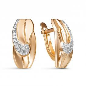 Золотые серьги КЮЗ Del'ta D128302 с фианитом D128302 фото