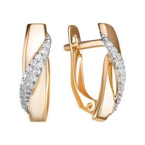 Золотые серьги КЮЗ Del'ta D128307 с фианитом D128307 фото