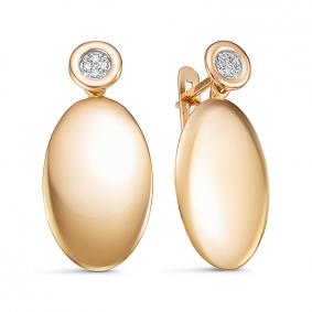 Золотые серьги КЮЗ Del'ta D128328 с фианитом D128328 фото