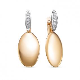 Золотые серьги КЮЗ Del'ta D128329 с фианитом D128329 фото