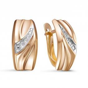 Золотые серьги КЮЗ Del'ta D128378 с фианитом D128378 фото